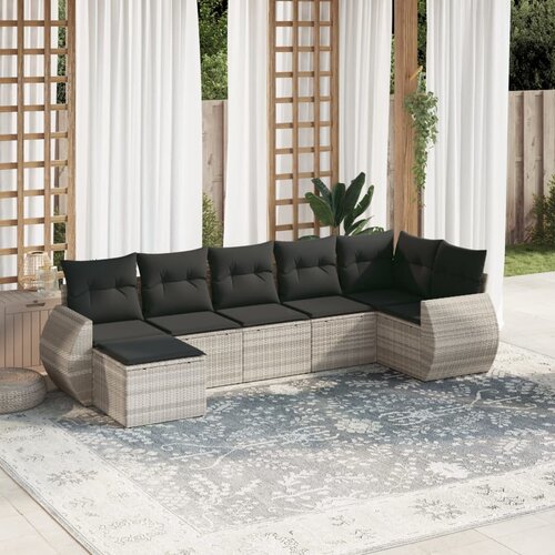 VidaXL 7-dijelni set vrtnih sofa svjetlosivi od poliratana Slike