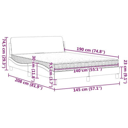 VidaXL krevet s madracem crno-bijeli 140 x 190 cm od umjetne kože Slike