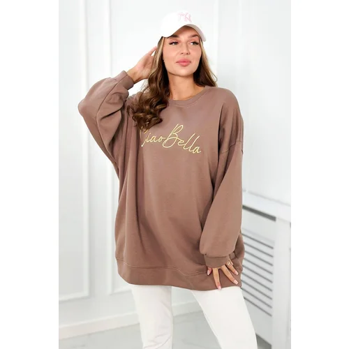 Kesi Insulated sweatshirt with Ciao Bella mocca inscription