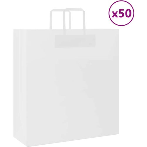 vidaXL Papirnate vrečke 50 kosov z ročaji bela 45x17x48 cm Cene