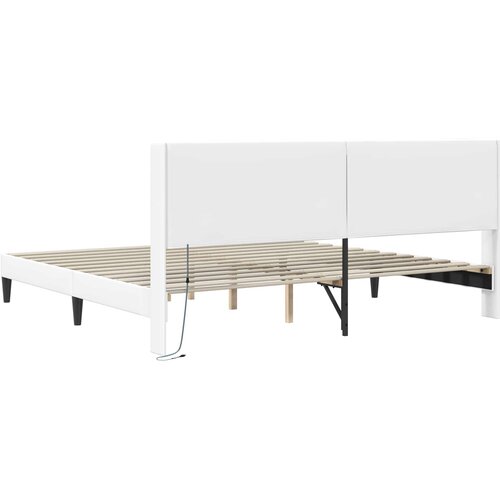  Krevetna konstrukcija Bijela 180 x 200 cm Umjetna koža Slike