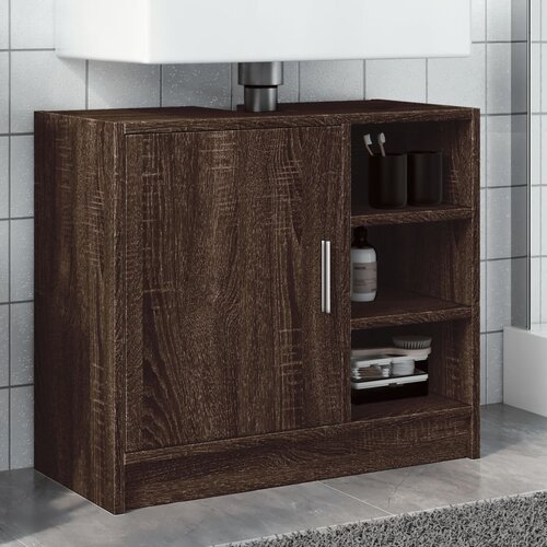 The Living Store Omarica za umivalnik rjavi hrast 63x29x55 cm inženirski les - Omarica Za Umivalnik, (21657095) Cene