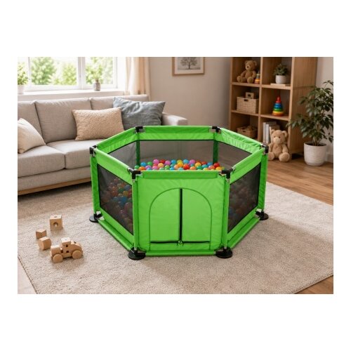 Delunaro dečija ogradica &amp;scaron;estougaona 128x110x65cm ( KLK2606-Green ) Slike
