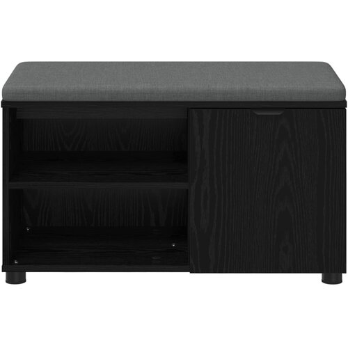  Klupa za hodnik s jastukom s policom Crni Hrast 80 x 38 x 46 cm Slike