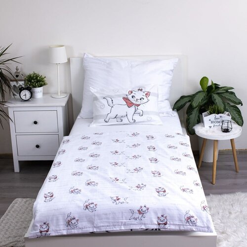 Jerry Fabrics Bela bombažna otro&amp;scaron;ka posteljnina za otro&amp;scaron;ko posteljico 100x135 cm Marie Cat &amp;quot;Bow&amp;quot; &amp;ndash; Slike