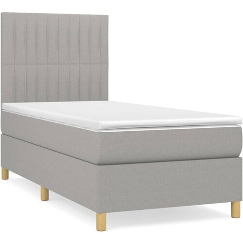 VidaXL Box spring postelja z vzmetnico svetlo siva 90x190 cm blago, (20790223) Slike