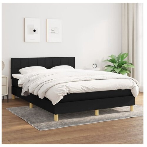  Box spring postelja z vzmetnico črna 140x200 cm blago Cene