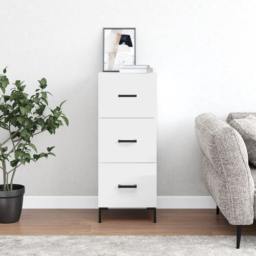 VidaXL Komoda sjajna bijela 34 5 x 34 x 90 cm od konstruiranog drva Slike