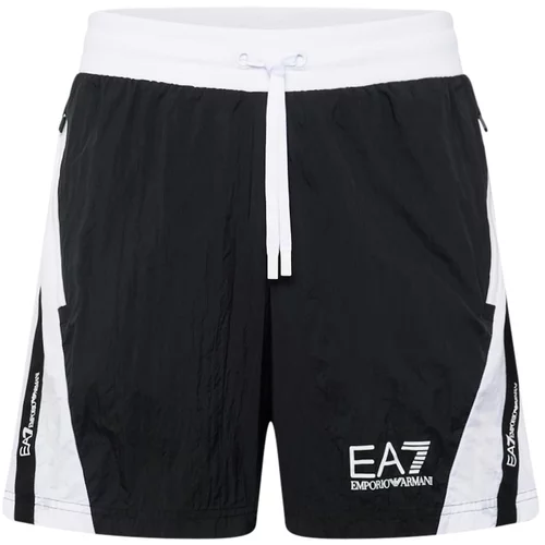 Ea7 Emporio Armani Sportske hlače akvamarin / crna / bijela