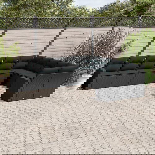 VidaXL 10-dijelni set vrtnih sofa s jastucima crni od poliratana Slike