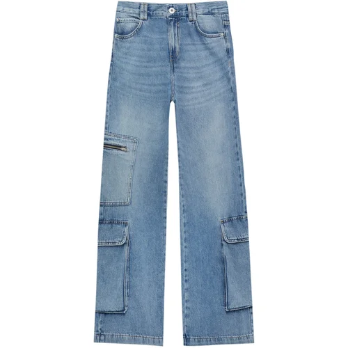 Pull&Bear Kargo kavbojke moder denim