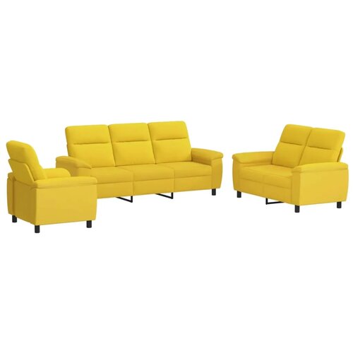  Set sofe 3 pcs Svijetlo žuta Tkanina - Svjetložuta 1-sjedalna + 2-sjedalna (140 cm) + 3-sjedalna Slike