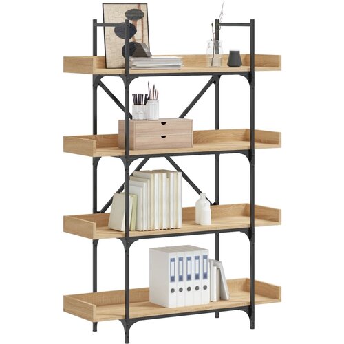 vidaXL Knjižna omara 4-nadstropna sonoma hrast 100x33x145,5cm inž. les Cene