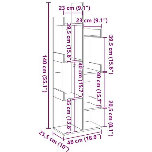  za knjige staro drvo 48x25,5x140 cm konstruirano drvo Slike