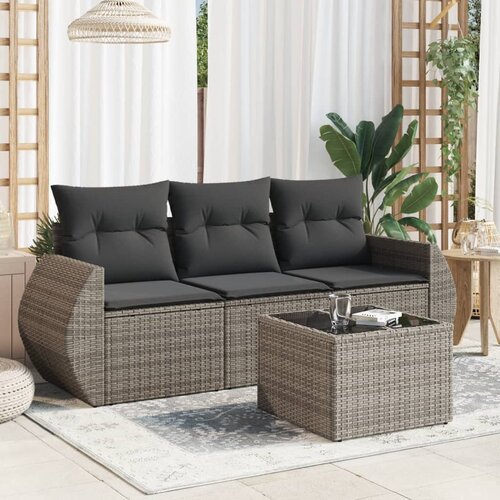 vidaXL 4-dijelni set vrtnih sofa od poliratana s jastucima sivi Cijene