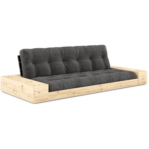 Karup Design Črna/antracitno siva raztegljiva sedežna garnitura iz rebrastega žameta 244 cm Base &amp;ndash; Slike