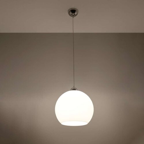  Sollux SL.0256 - Luster na sajli BALL 1xE27/15W/230V prečnika 30 cm bela/sjajni hrom Slike
