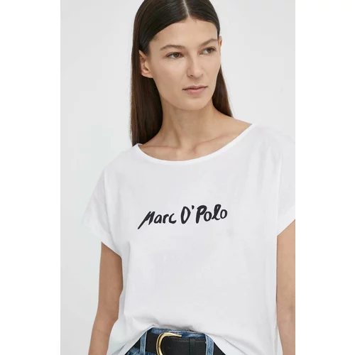 Marc O'Polo Bombažna kratka majica ženski, bela barva