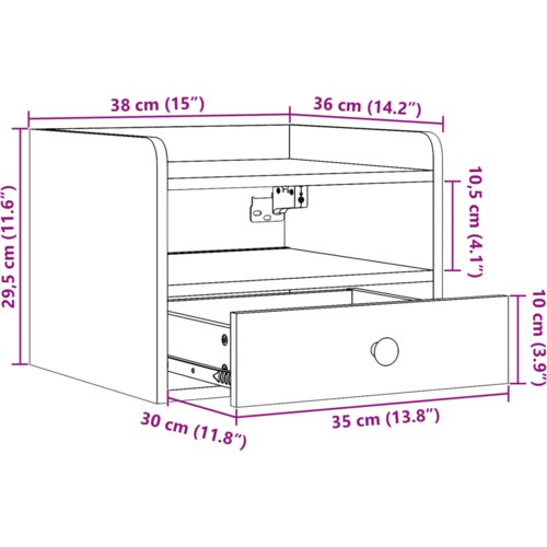  Noćni ormarići s ladicama Zidne 2 pcs Vo&amp;scaron;tano smeđa 38 x 36 x 29 5 cm Slike