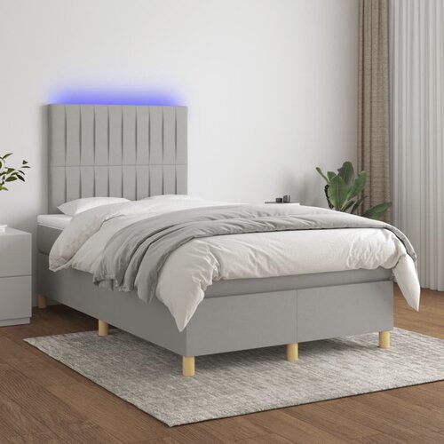 VidaXL Krevet box spring s madracem LED svjetlosivi 120x200 cm tkanina Slike