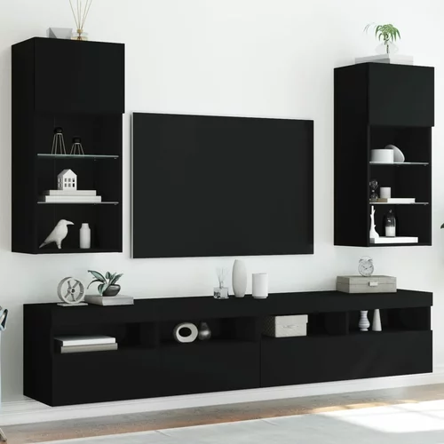 TV ormarići s LED svjetlima 2 kom crni 40,5 x 30 x 90 cm