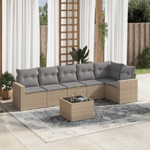 VidaXL 7-dijelni set vrtnih sofa od poliratana s jastucima bež Slike