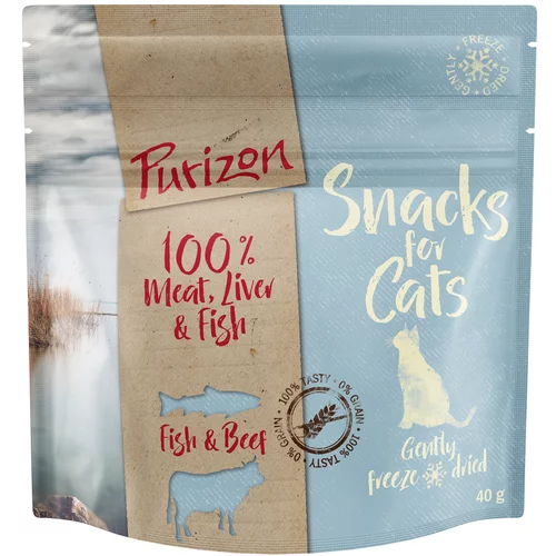 Purizon Snack za mačke - ekonomično pakiranje 3 x 40 g - Riba i govedina