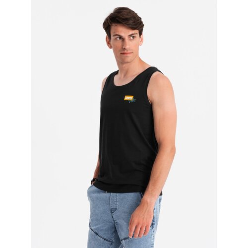 Ombre Men's Summer Vibe printed cotton tank top - black Cene