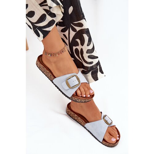 Boto Women&amp;#039;s Slippers With Buckle On Cork Platform Blue Zavira Slike