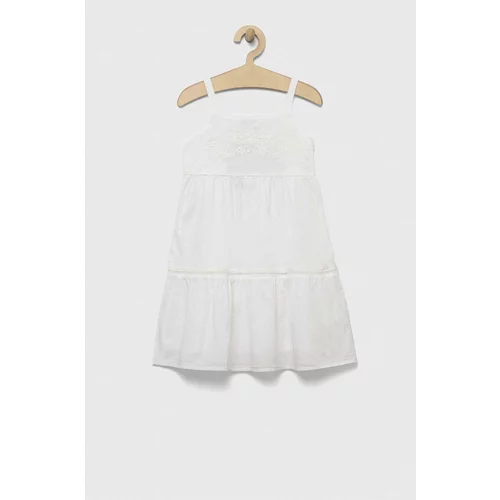 United Colors Of Benetton Dječja pamučna haljina boja: bijela, mini, širi se prema dolje