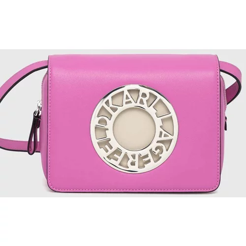 Karl Lagerfeld Usnjena torbica roza barva