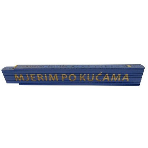  Zidarski metar (Duljina: 2 m, Natpis: Mjerim po kućama, Boja: Plave boje) Slike