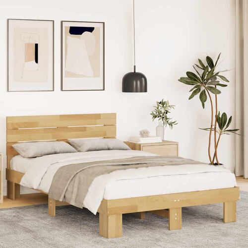 VidaXL Okvir kreveta uzglavljem bez madraca 120x200 cm puno drvo hrast Slike