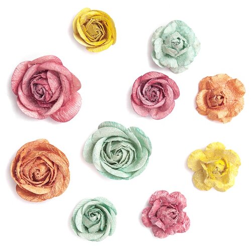 3D papirne ruže boho - set od 10 komada Slike