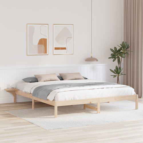 vidaXL Posteljni okvir z nočnimi omaricami Rjava 120 x 200 cm Rjava Cene