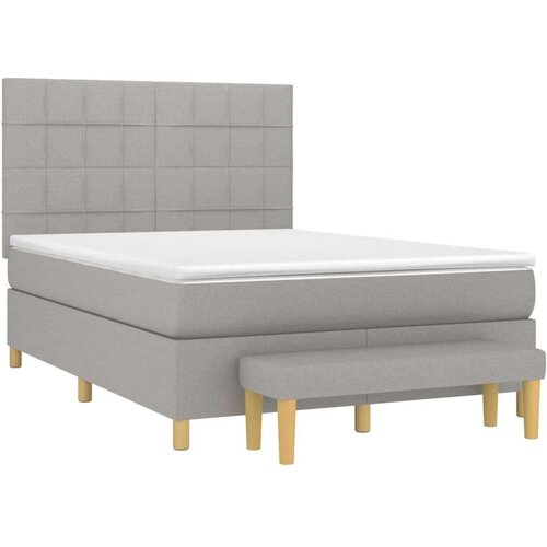  Krevet box spring s madracem svjetlosivi 140x200 cm od tkanine Slike