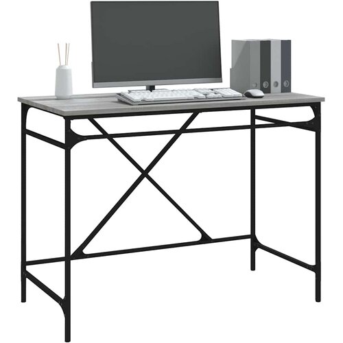  Radni stol boja hrasta 100x50x75 cm konstruirano drvo i željezo Slike