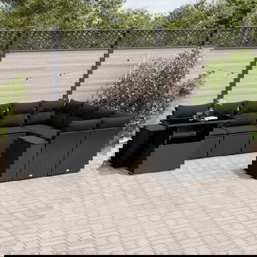 vidaXL 10-dijelni set vrtnih sofa s jastucima crni od poliratana Cijene