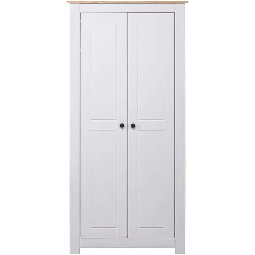  Garderobna omara bela 80x50x171,5 cm trdna borovina Panama Slike