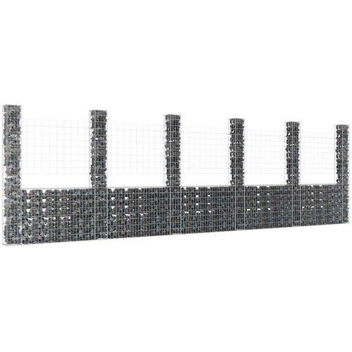  Gabionska ko&scaron;ara U-oblika sa 6 stupova 620x20x200 cm željezna Cene