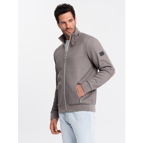 Ombre Men&amp;#039;s jacket with high collar and fleece lining - ash Slike