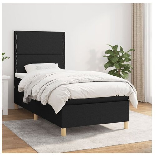  Box spring postelja z vzmetnico črna 80x200 cm blago Cene