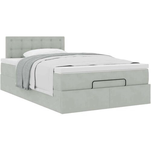 VidaXL Okvir kreveta s madraca svijetlosivi 120x200cm bar&amp;scaron;unasti Slike
