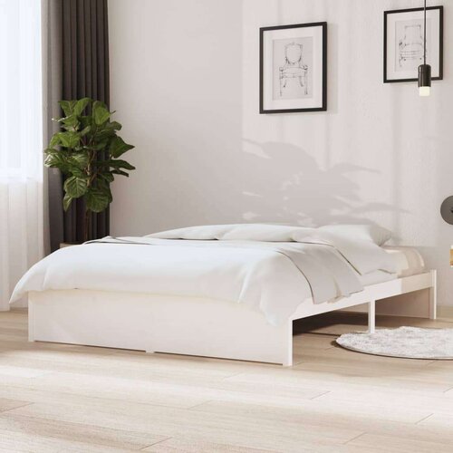  Posteljni okvir bel iz trdnega lesa 140x190 cm, (20645392) Slike