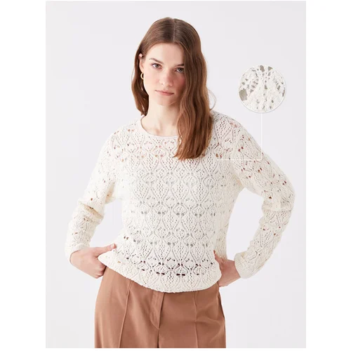 LC Waikiki Crew Neck Openwork Long Sleeve Women's Knitwear Sweater