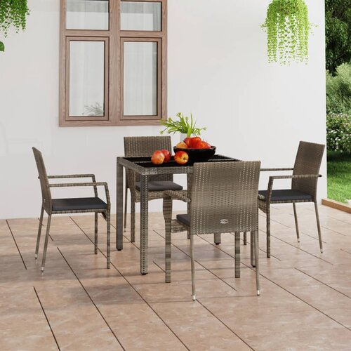 The Living Store Vrtni stoli z blazinami 4 kosi poli ratan sive barve - Vrtni Stol, (21458495) Slike