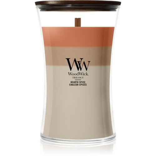 WoodWick Trilogy Hearth Spice mirisna svijeća s drvenim fitiljem 610 g Slike