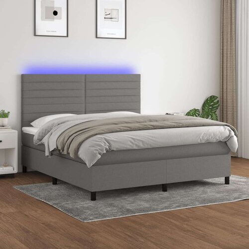 Box spring postelja z vzmetnico LED temno siva 160x200 cm blago, (20937338) Slike