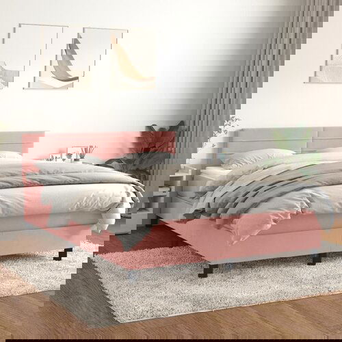 The Living Store Box spring postelja z vzmetnico roza 140x200 cm žamet - Box Spring Postelja, (21491573) Slike