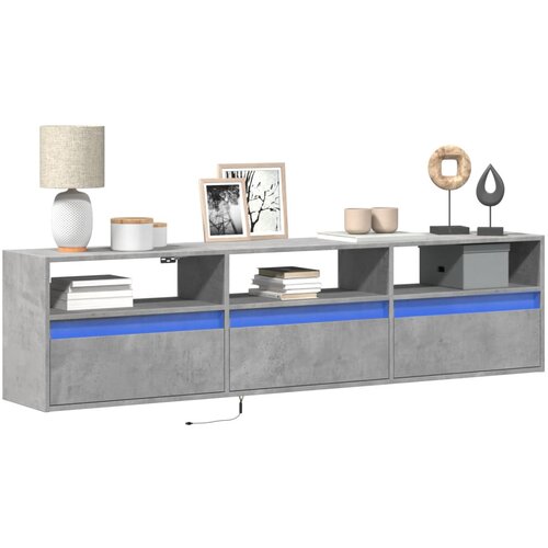  Zidni TV ormarić s LED svjetlima siva boja betona 180x31x45 cm Cijene